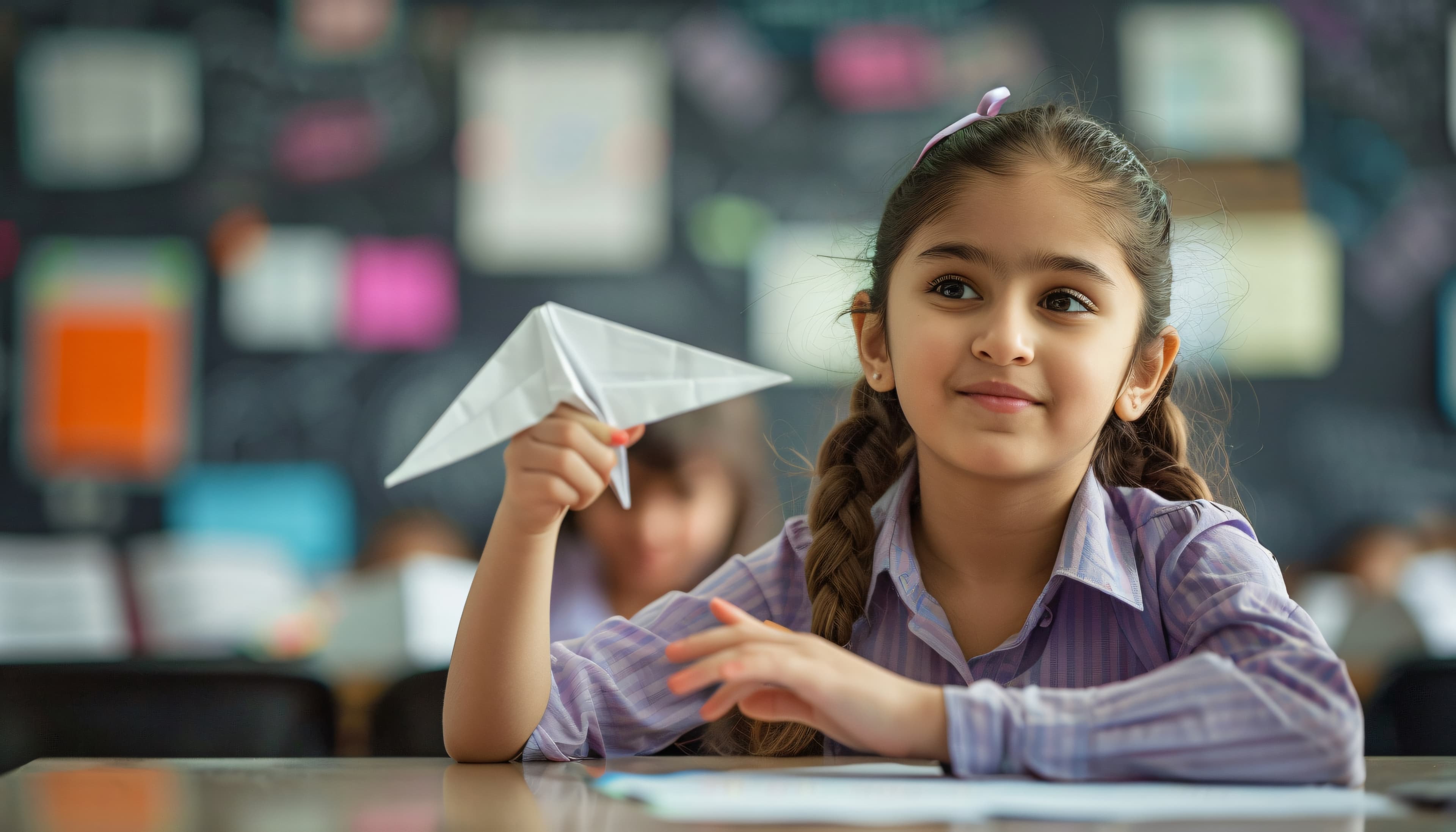 Girl with paper plane